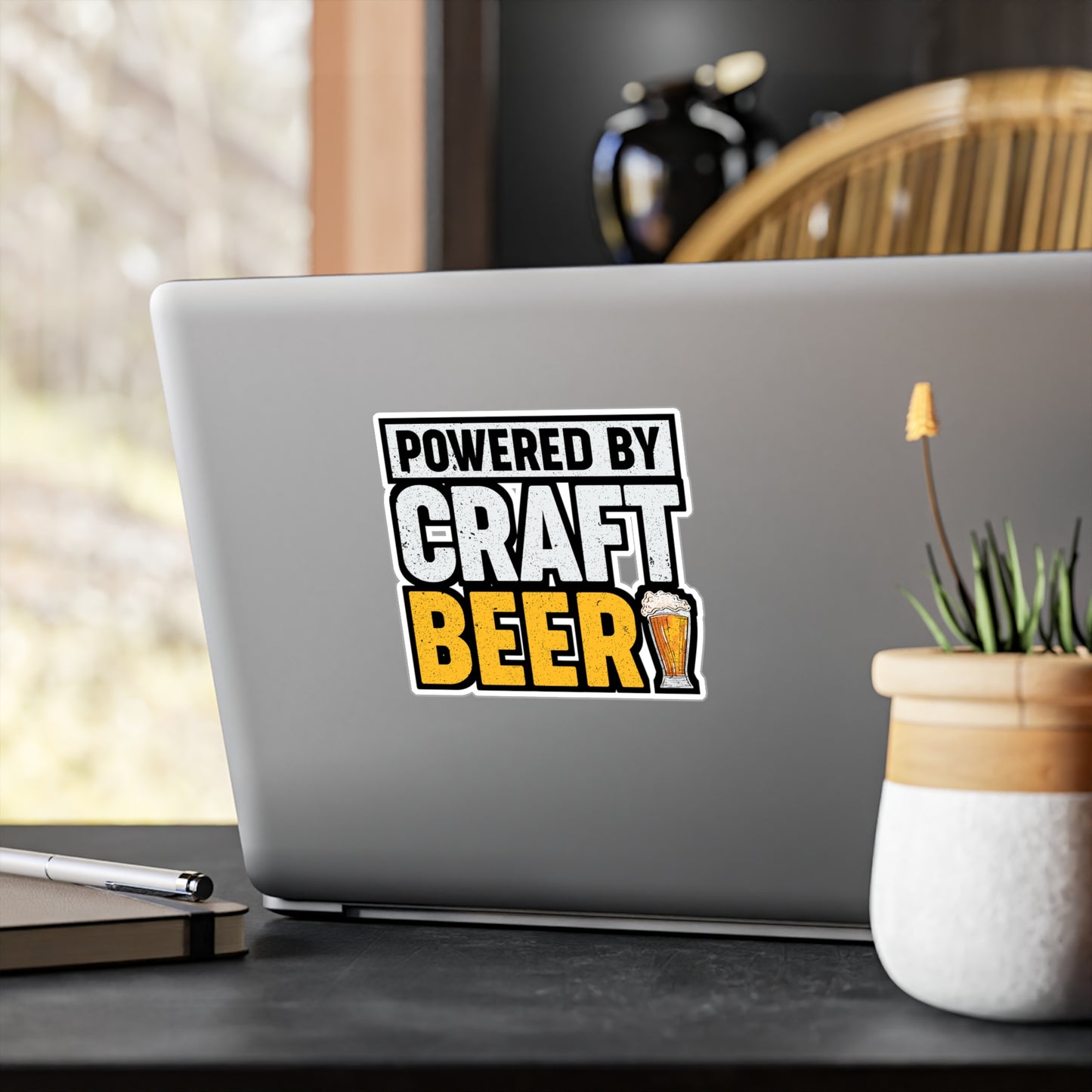 Powered by Craft Beer - Beer Sticker for Car Window Laptop Sticker. Water Bottle Sticker, Vinyl Alcohol Decal, Drinking Sticker - Beer Gift