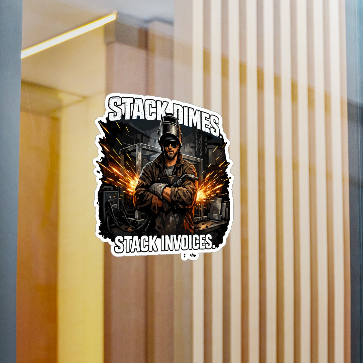 Welder Sticker “Stack dimes, stack invoices.” Welding Fabricator Decals, Waterproof Vinyl for Laptop or Water Bottle