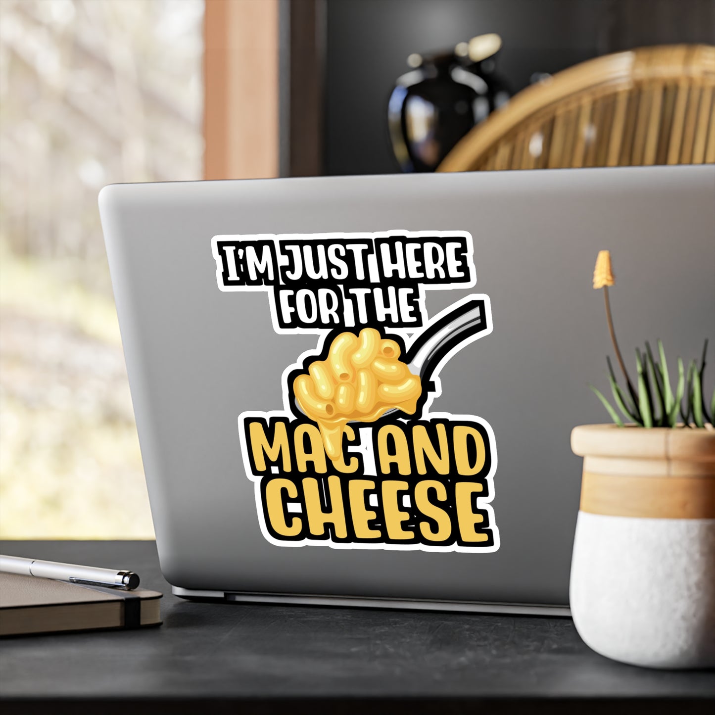 I'm Just Here For The Mac & Cheese - Macaroni Sticker for Laptop Sticker. Water Bottle Sticker, Vinyl Mac Decal - Macaroni Gift