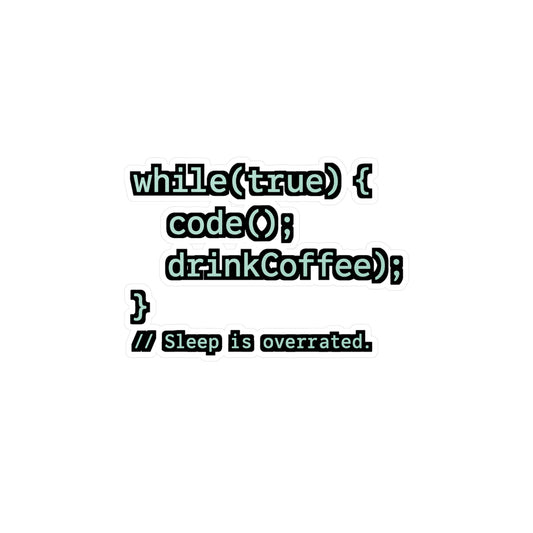 Programming Sticker "while(true)" – Coding Decals for Developers, Waterproof Vinyl for Laptop or Water Bottle, Software Gift Idea