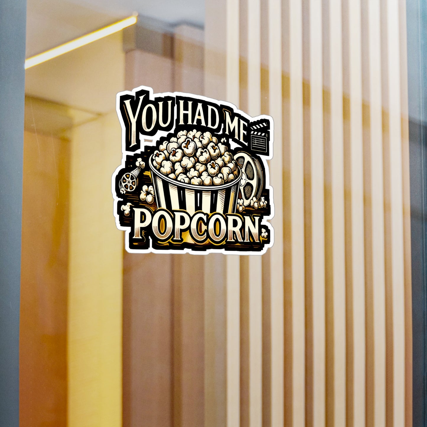 You Had Me At Popcorn - Popcorn Sticker for Laptop Sticker. Water Bottle Sticker, Vinyl Movie Decal - Popcorn Gift