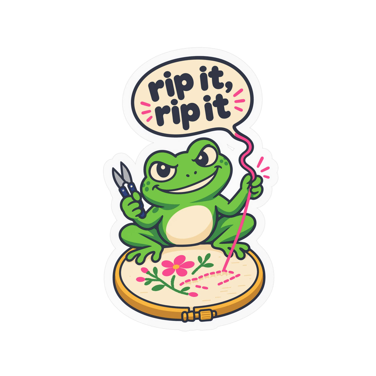 Embroidery Sticker - Rip It, Rip It Design for Needlework, Crafting and Stitching Fans, Decals for Laptop or Water Bottle