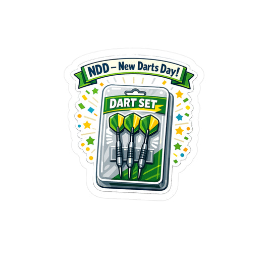 Dart Sticker NDD – New Darts Day! Funny Drinking Team Design, Vinyl Waterproof Decals for Laptop, Water Bottle, Dartboard Arrow Fans