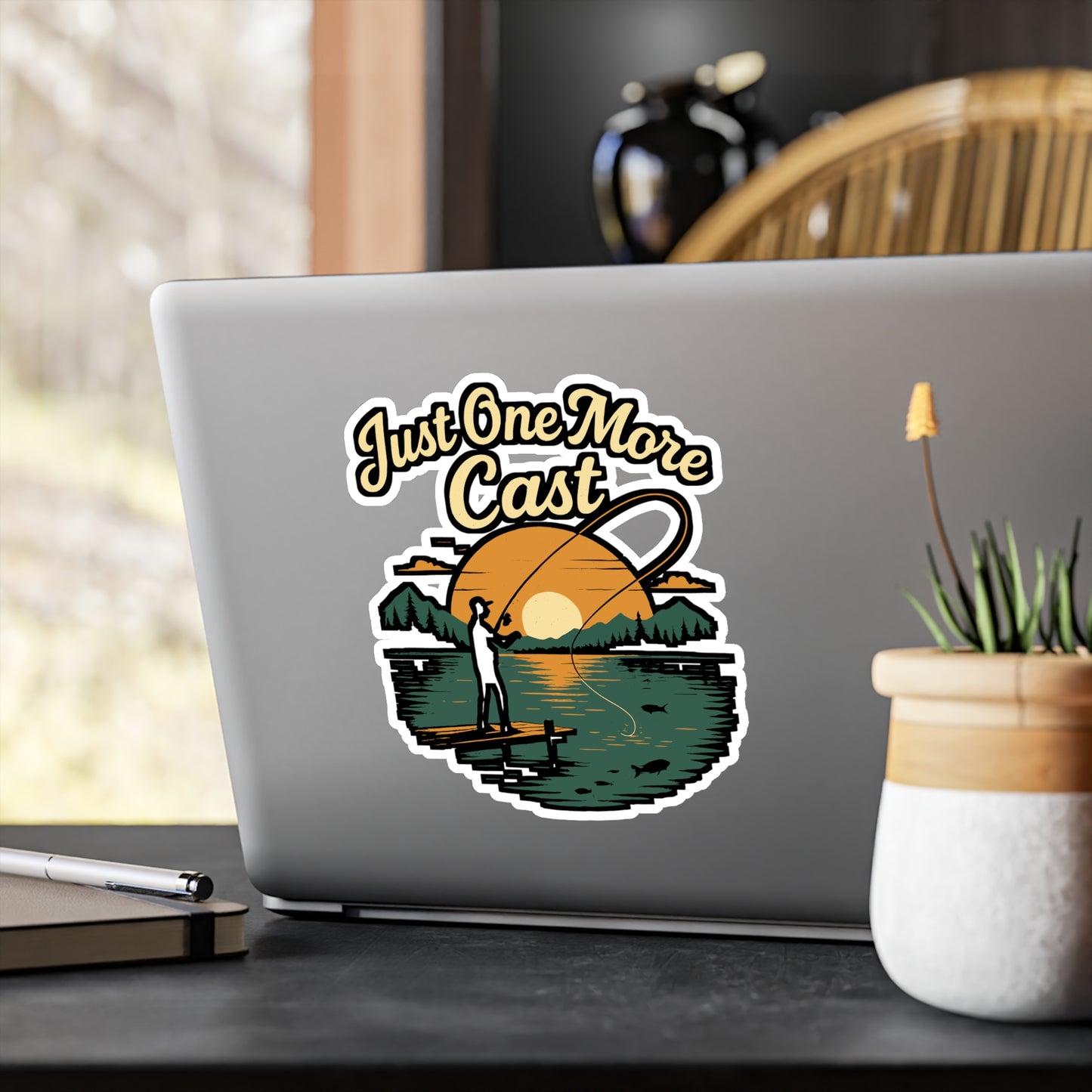 Fishing Sticker – "Just One More Cast" Decals for Fisherman, Angler & Angling Fans | Waterproof Vinyl for Laptop, Water Bottle