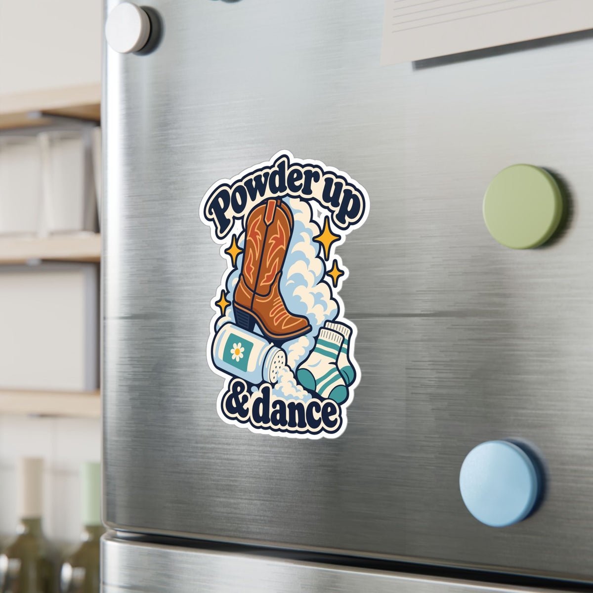 Line Dance Sticker - Powder Up & Dance, Western Dancer Design Inspired by Country Life, Decals for Laptop or Water Bottle