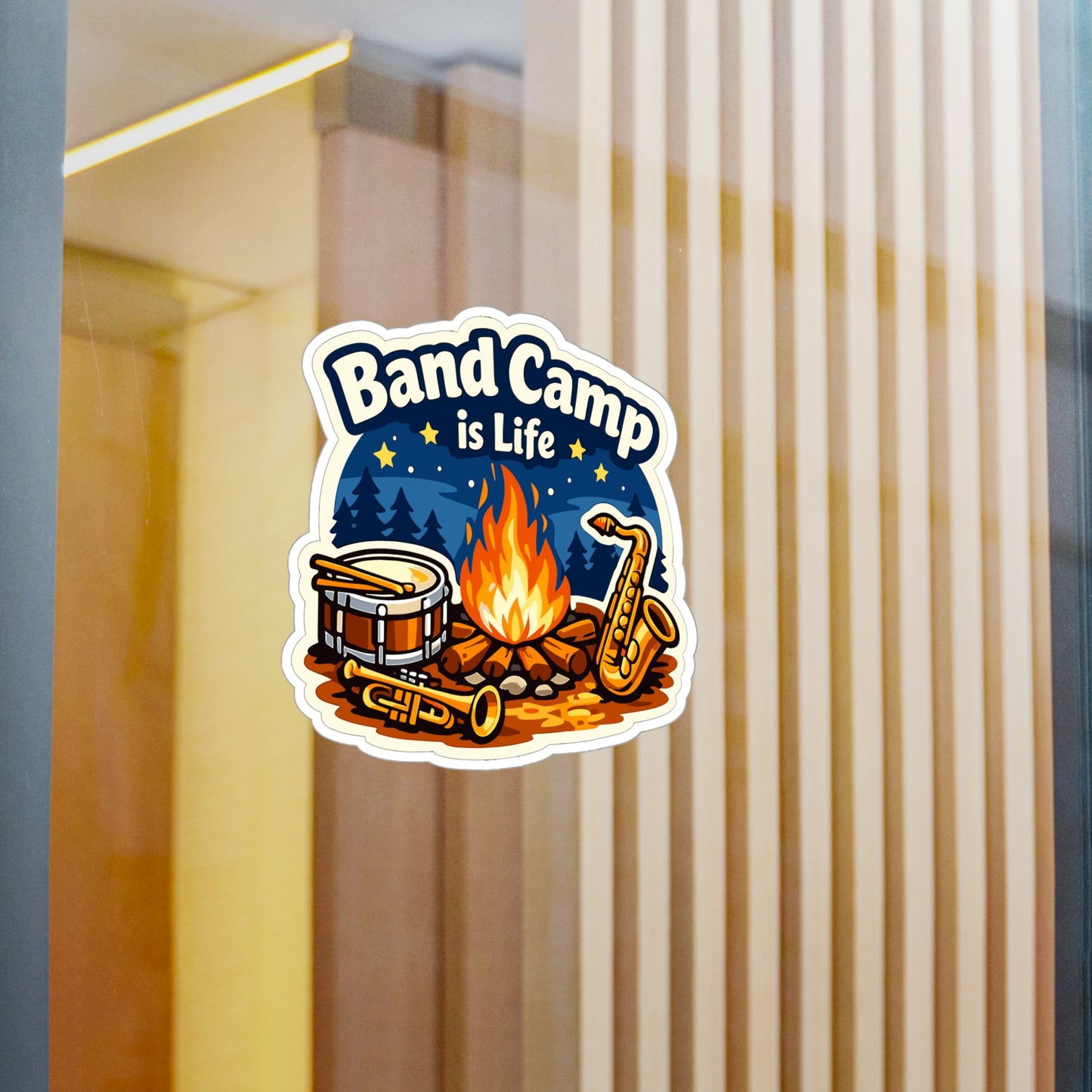 Marching Band Sticker Band Camp is Life Waterproof Vinyl Decals for Laptop Water Bottle, Drummer Band Director Mellophone Gift