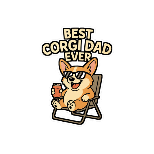 Corgi Sticker - Best Corgi Dad Ever Unicorn Welsh Pembroke Decals, Cute Vinyl Waterproof for Laptop, Water Bottle