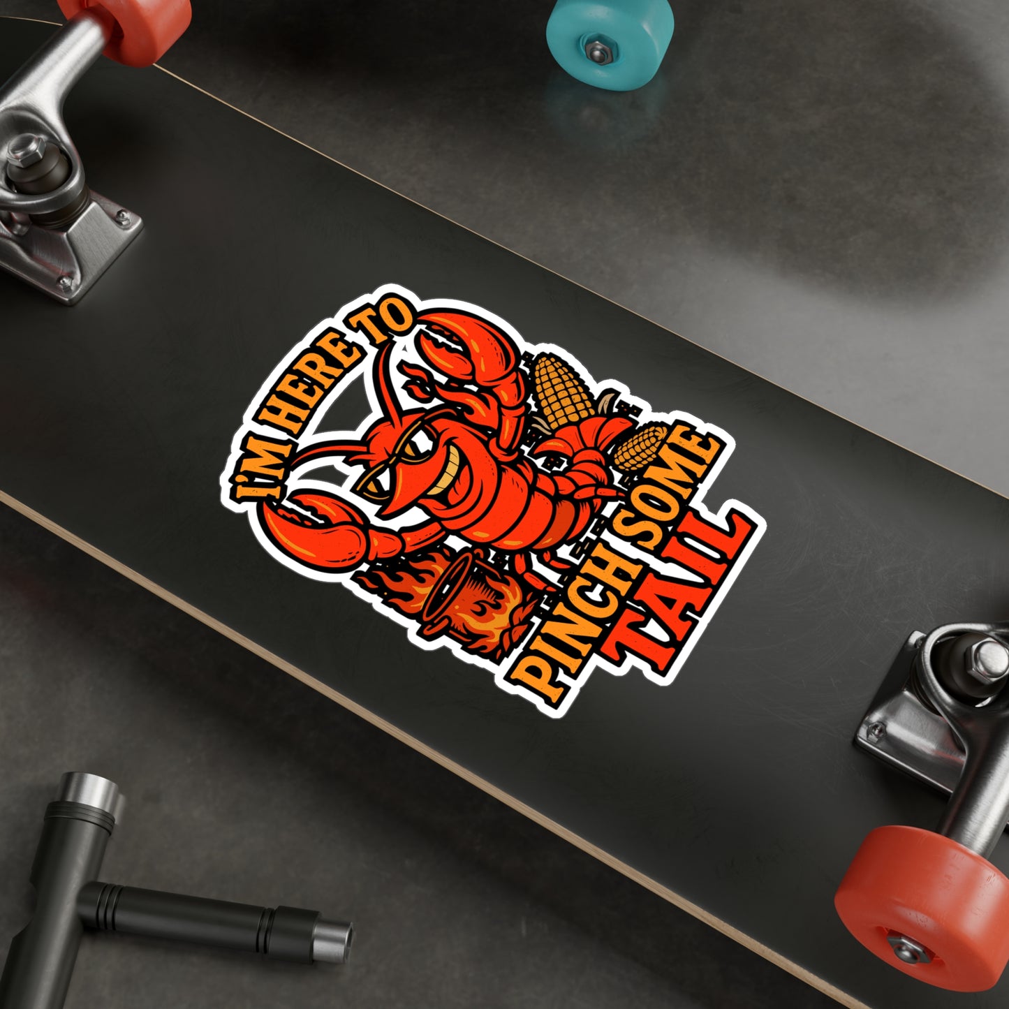 I'm Here To Pinch Some Tail – Crawfish Sticker for Laptop, Water Bottle or Cooler | Funny Cajun Seafood Boil Gift