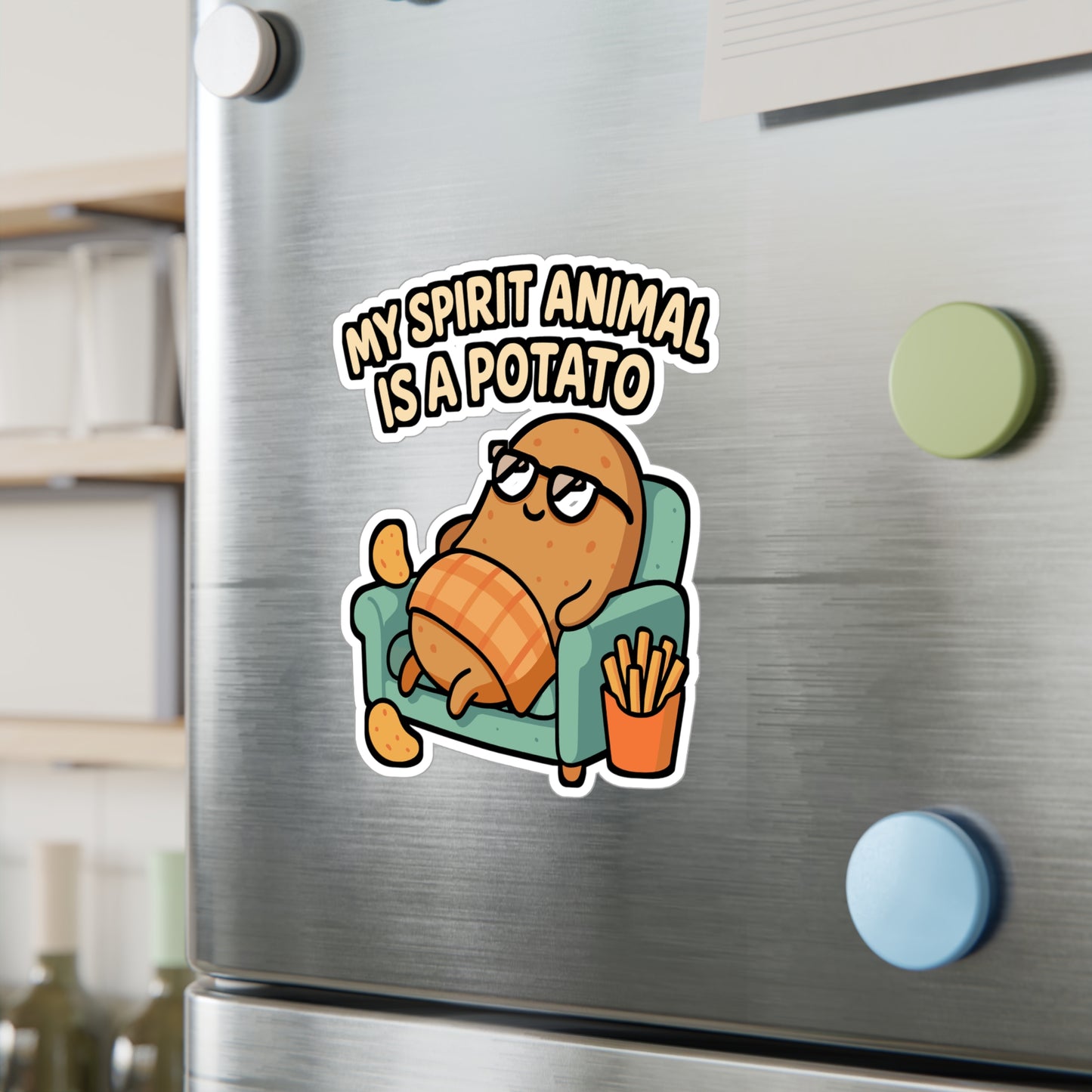My Spirit Animal Is a Potato – Funny Vinyl Sticker for Laptop or Water Bottle | Vegan Humor Gift, Cute Plant-Based Decal