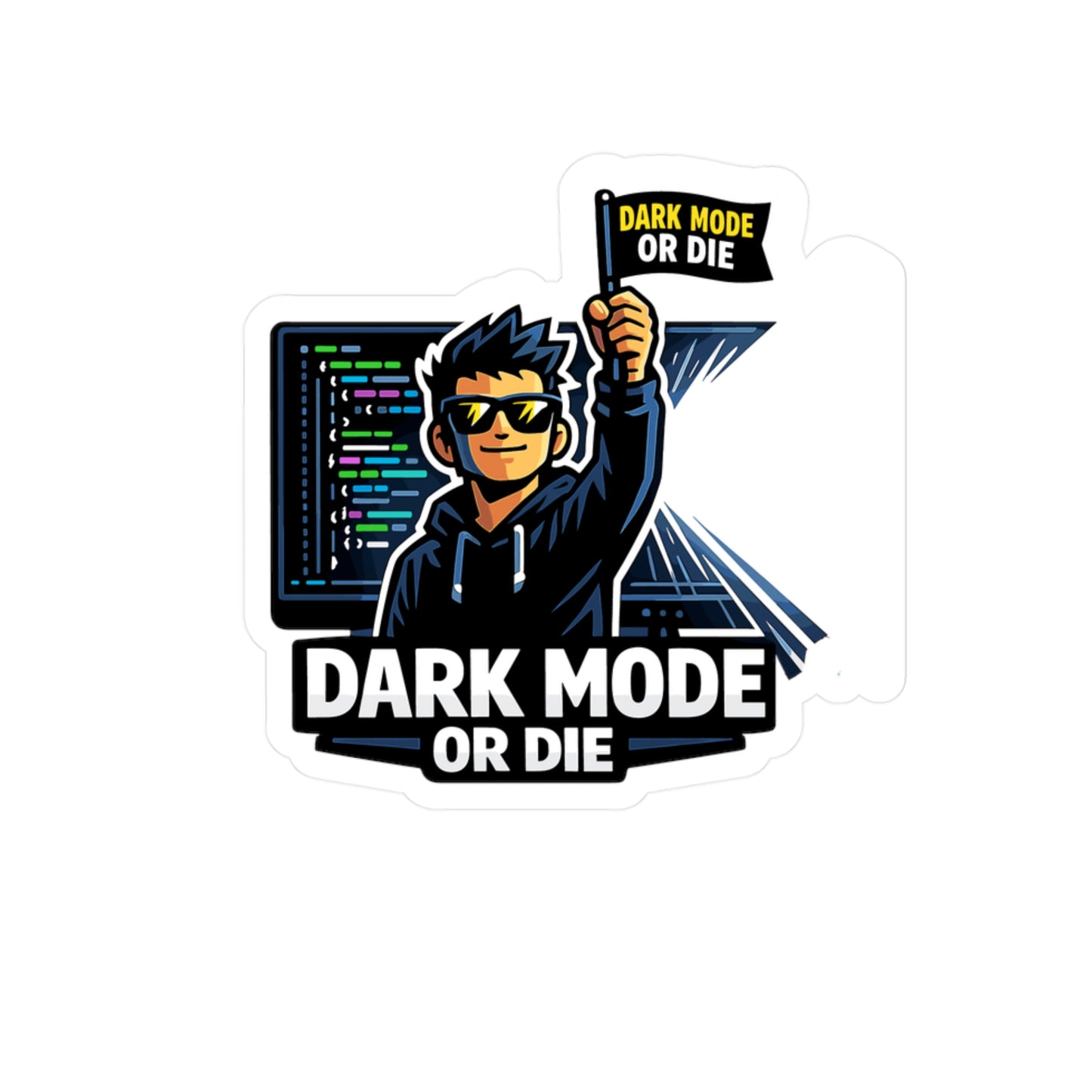 Coding Sticker Dark Mode or Die Programmer Humor Vinyl Waterproof sticker decals for Laptop, Water Bottle, Source Code Semicolon