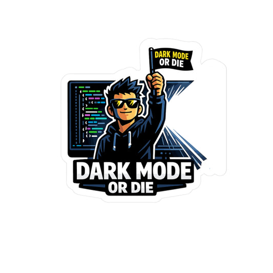 Coding Sticker Dark Mode or Die Programmer Humor Vinyl Waterproof sticker decals for Laptop, Water Bottle, Source Code Semicolon