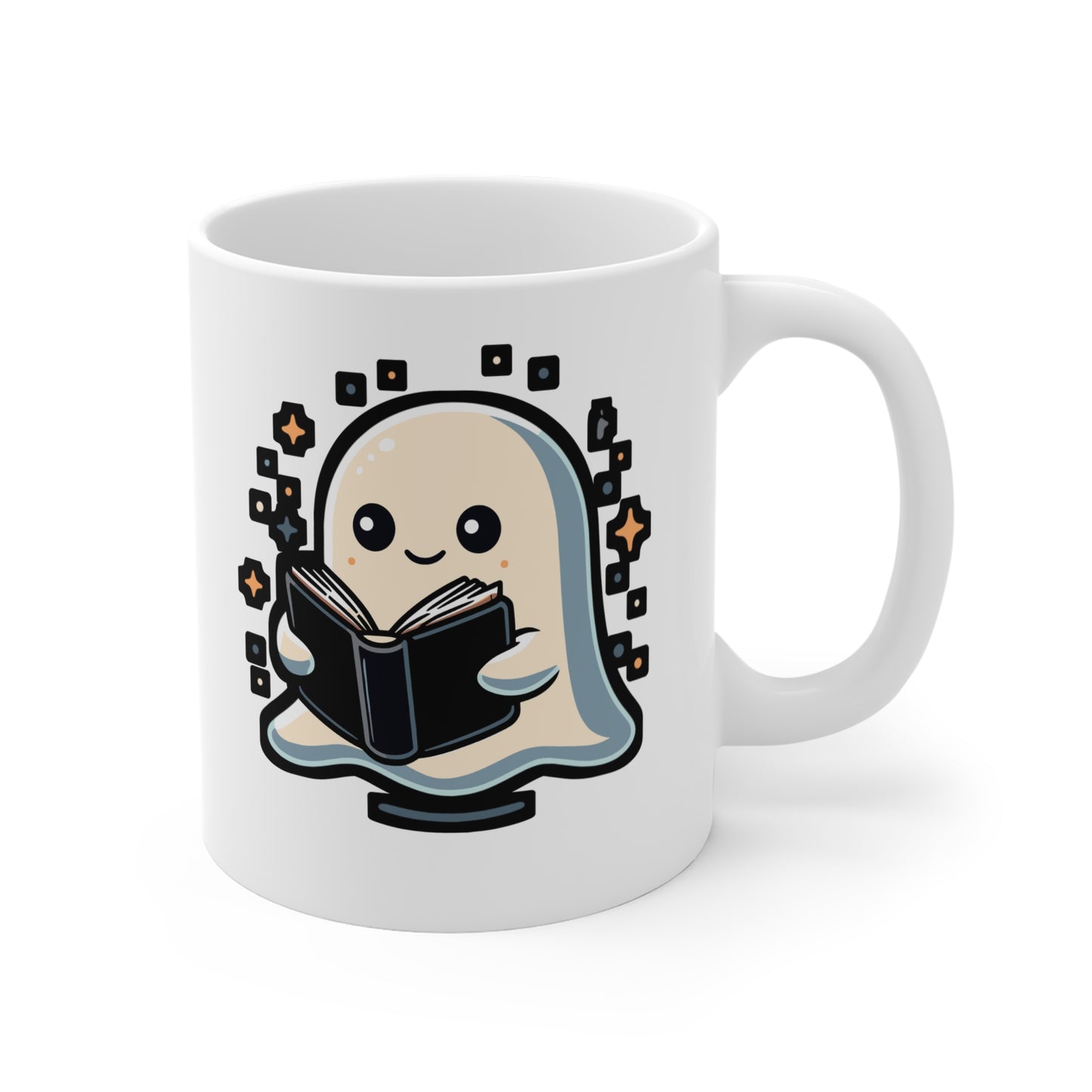 Bookworm Halloween Ghost - Ghost Mug for Coffee 11oz. Ghost Cup, White ceramic, Spooky Mug, Boo Tea Cup - Ghost Gift