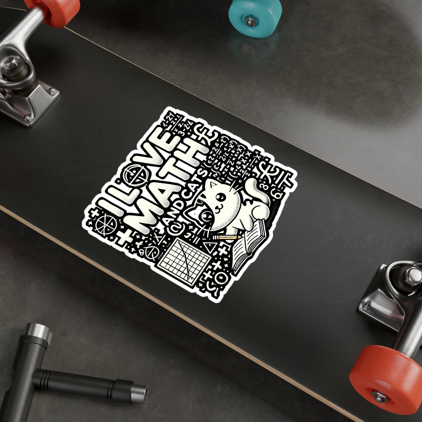 I Love Math and Cats – Funny Math Sticker for Laptop or Water Bottle | Vinyl Decal Gift for Teachers and Cat Lovers