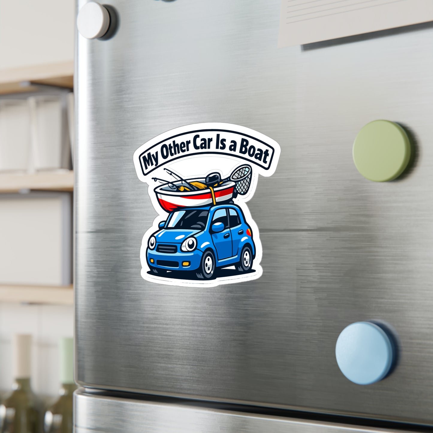 Fishing Sticker My Other Car Is a Boat Funny Angling Lake Boating Vinyl Waterproof Decals for Laptop Water Bottle