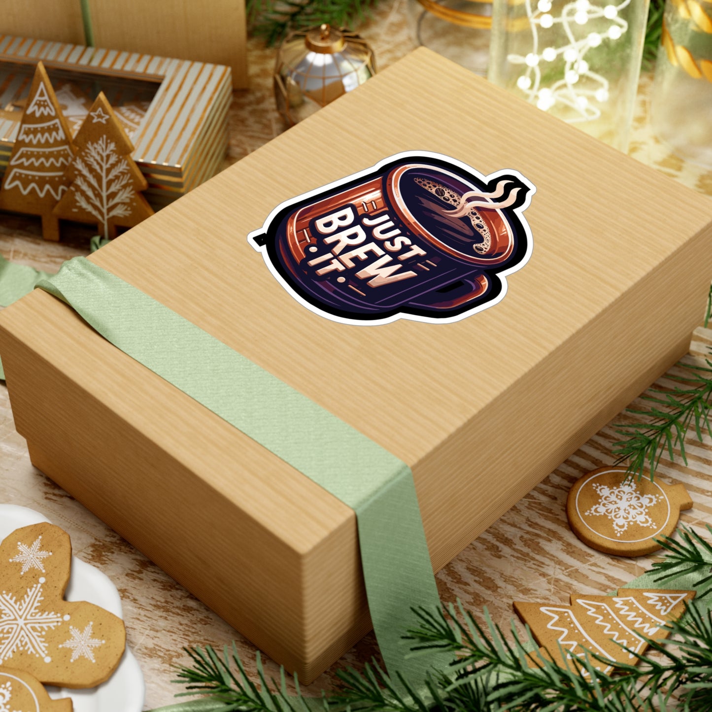 Just Brew It - Coffee Sticker for Car Laptop Sticker. Water Bottle Sticker, Vinyl Brew Decal, Caffeine Sticker - Coffee Gift