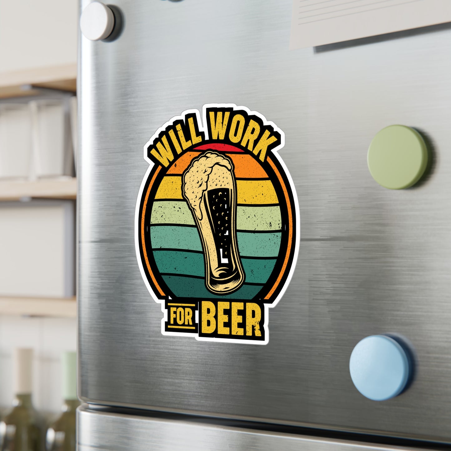 Will Work For Beer - Beer Sticker for Car Window Laptop Sticker. Water Bottle Sticker, Vinyl Alcohol Decal, Drinking Sticker - Beer Gift