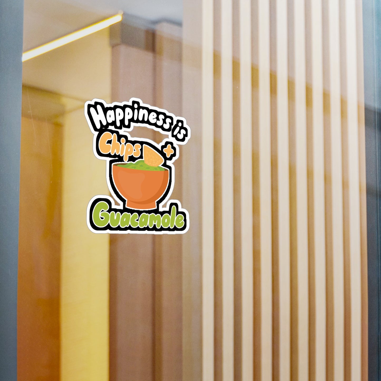 Happiness is Chips + Guacamole - Avocado Sticker for Wall, Laptop, Window, Truck, Car Avocado Gift Vinyl Food Decal Sticker