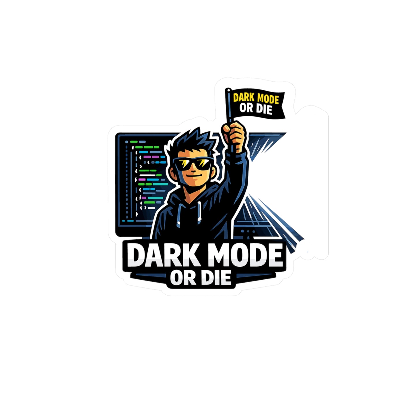 Coding Sticker Dark Mode or Die Programmer Humor Vinyl Waterproof sticker decals for Laptop, Water Bottle, Source Code Semicolon