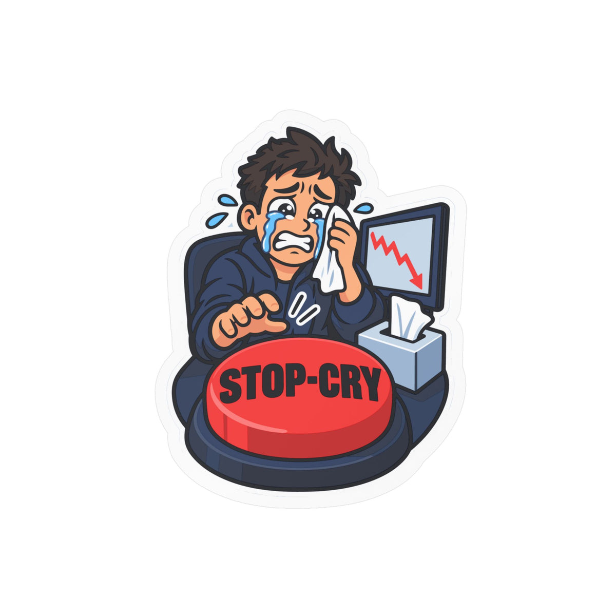 Day Trading Sticker – Stop-Cry Decals for the Stock Market and Forex Trader, for Laptop or Water Bottle