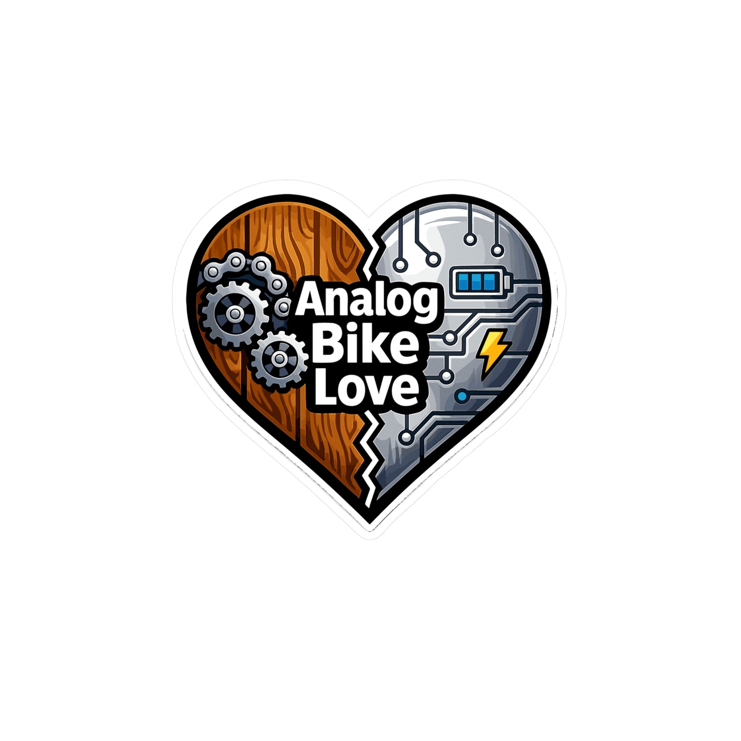 E-Bike Sticker Analog Bike Love – Waterproof Vinyl Decals for Laptop, Water Bottle, Gifts for Ecycling Enthusiasts, E Cyclist
