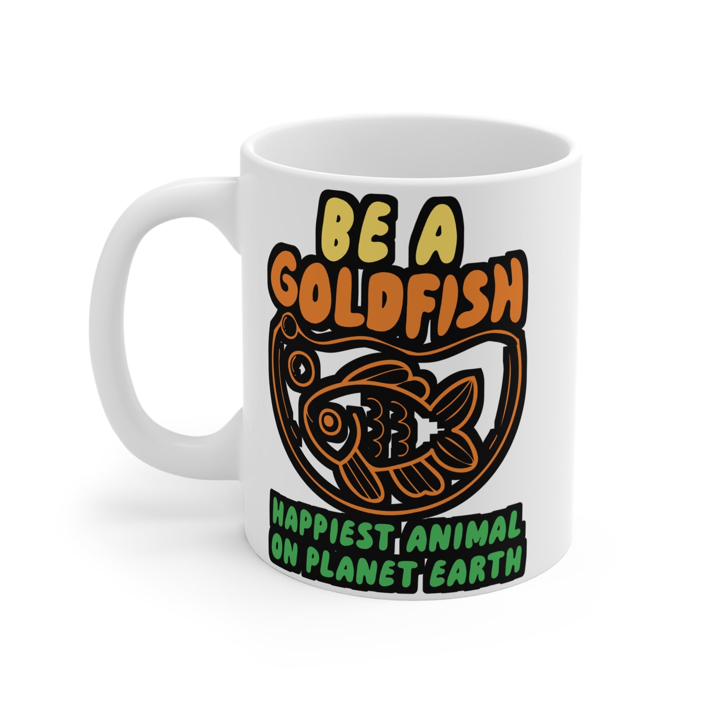 Be A Goldfish - Goldfish Mug for Coffee 11oz. Goldfish Cup, White ceramic, Aquarist Mug, Aquascaping Tea Cup - Goldfish Gift