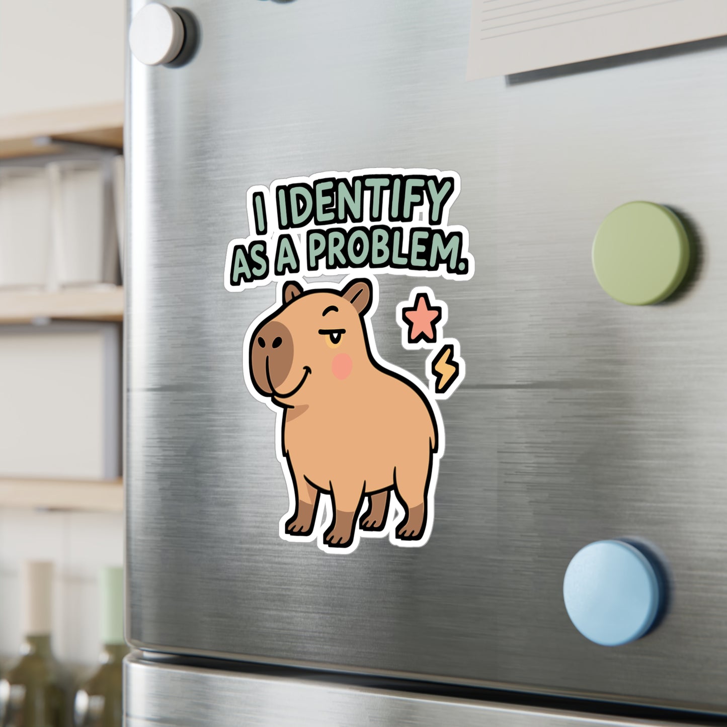 Goat Sticker "I Identify As A Problem" Decals – Sarcasm & Sass Attitude Vinyl, Waterproof, Perfect for Laptop or Water Bottle