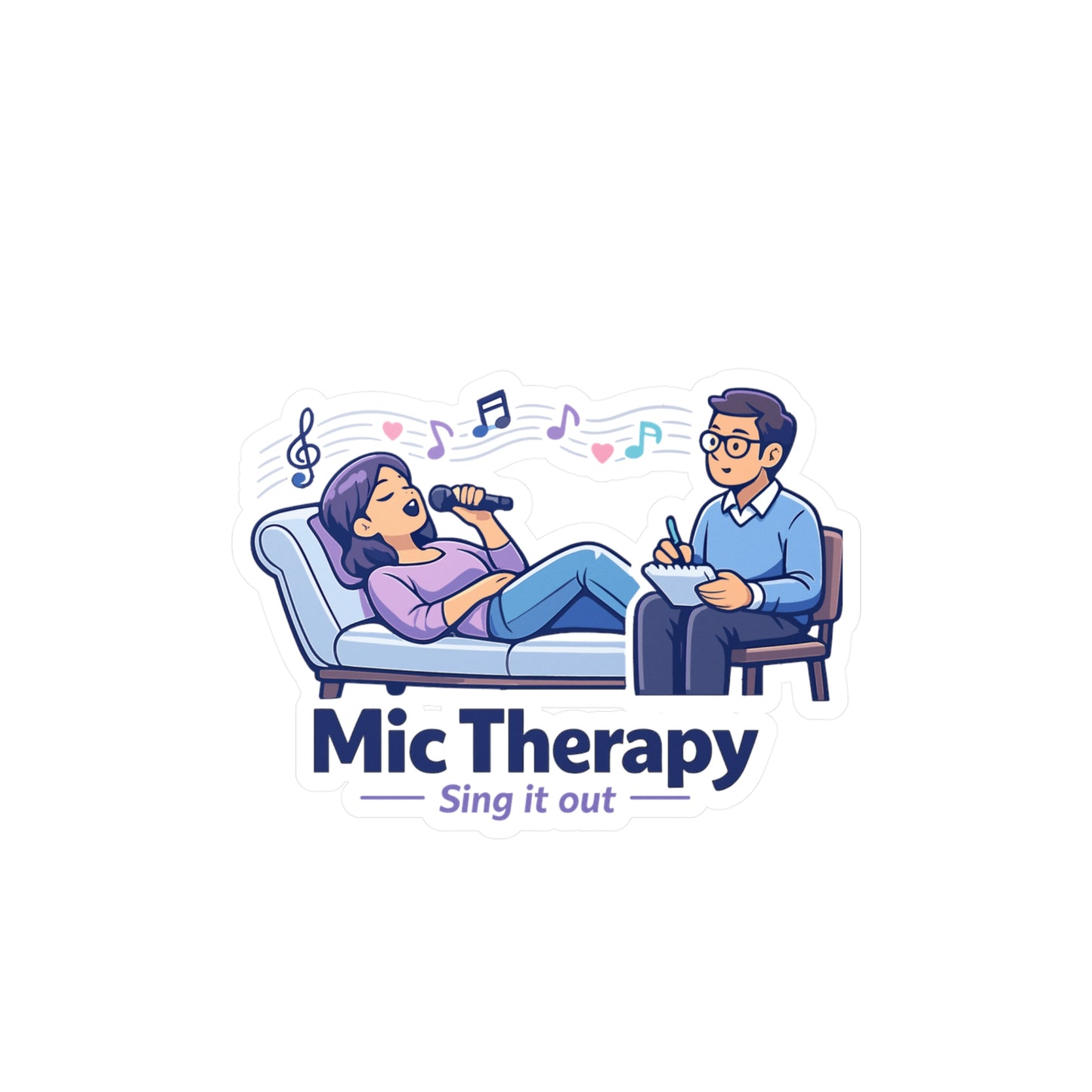 Karaoke Sticker Mic Therapy Music Humor Vinyl Waterproof Decals for Laptop Water Bottle Fun Beer Booze Party
