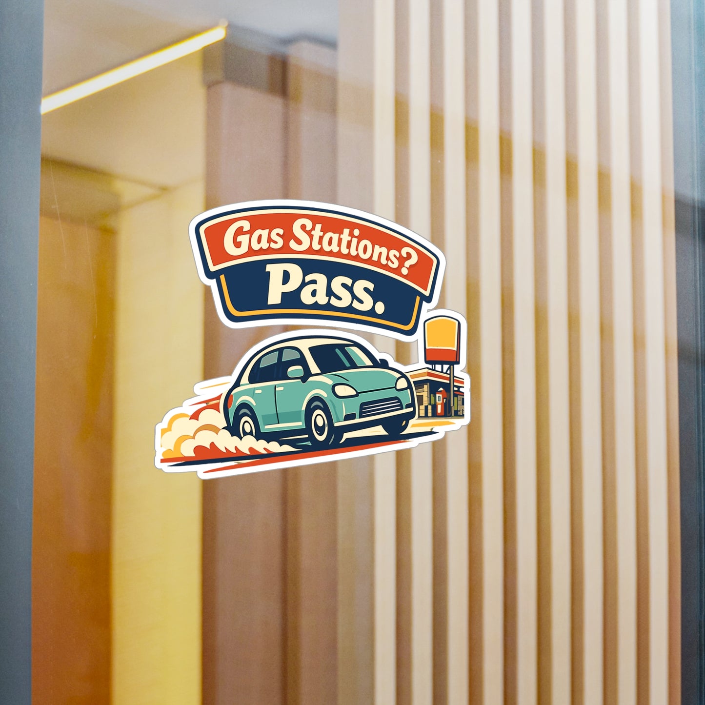 Electric Car Sticker “Gas Stations? Pass.” Electric Vehicle Decals, Waterproof Vinyl Rechargeable Battery Theme for Laptop Water Bottle