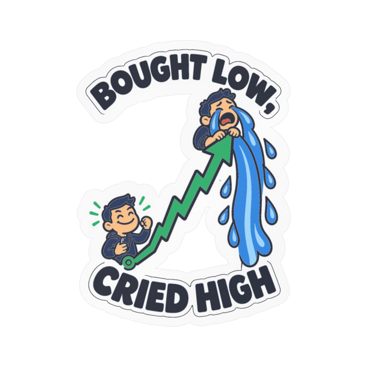 Day Trading Sticker – Bought Low, Cried High – Funny Decals for the Stock Market and Forex Trader, Laptop or Water Bottle