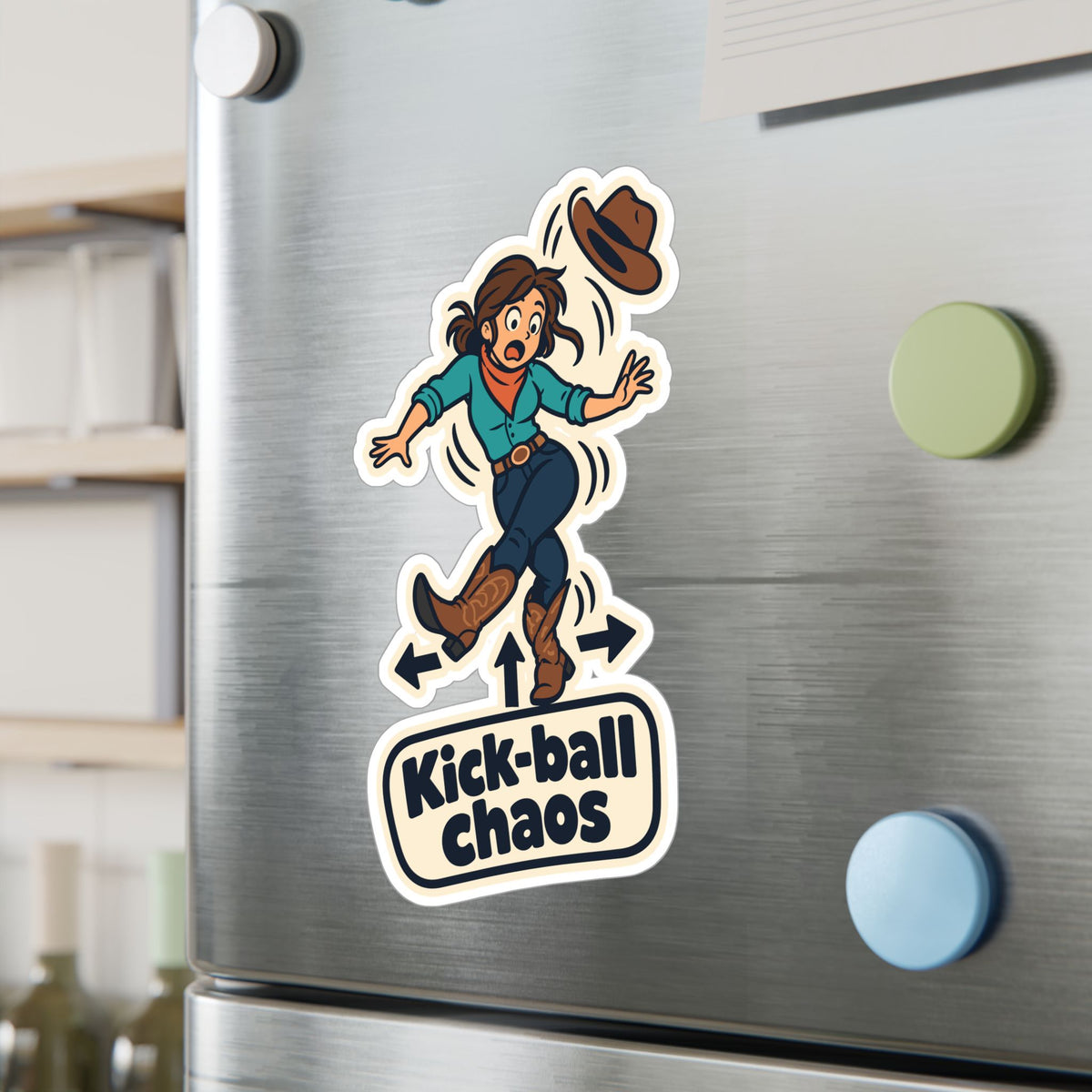 Line Dance Sticker – Kick-ball Chaos Decals for the Country Dancer, Western Style for Laptop and Water Bottle