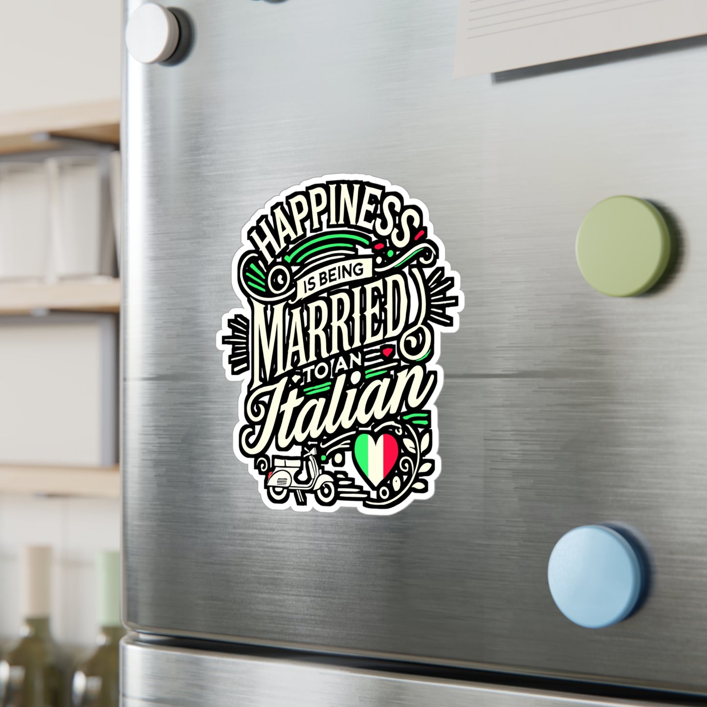 Happiness Is Being Married to an Italian – Funny Vinyl Sticker for Laptop or Water Bottle | Italy-Themed Gift for Wife or Husband