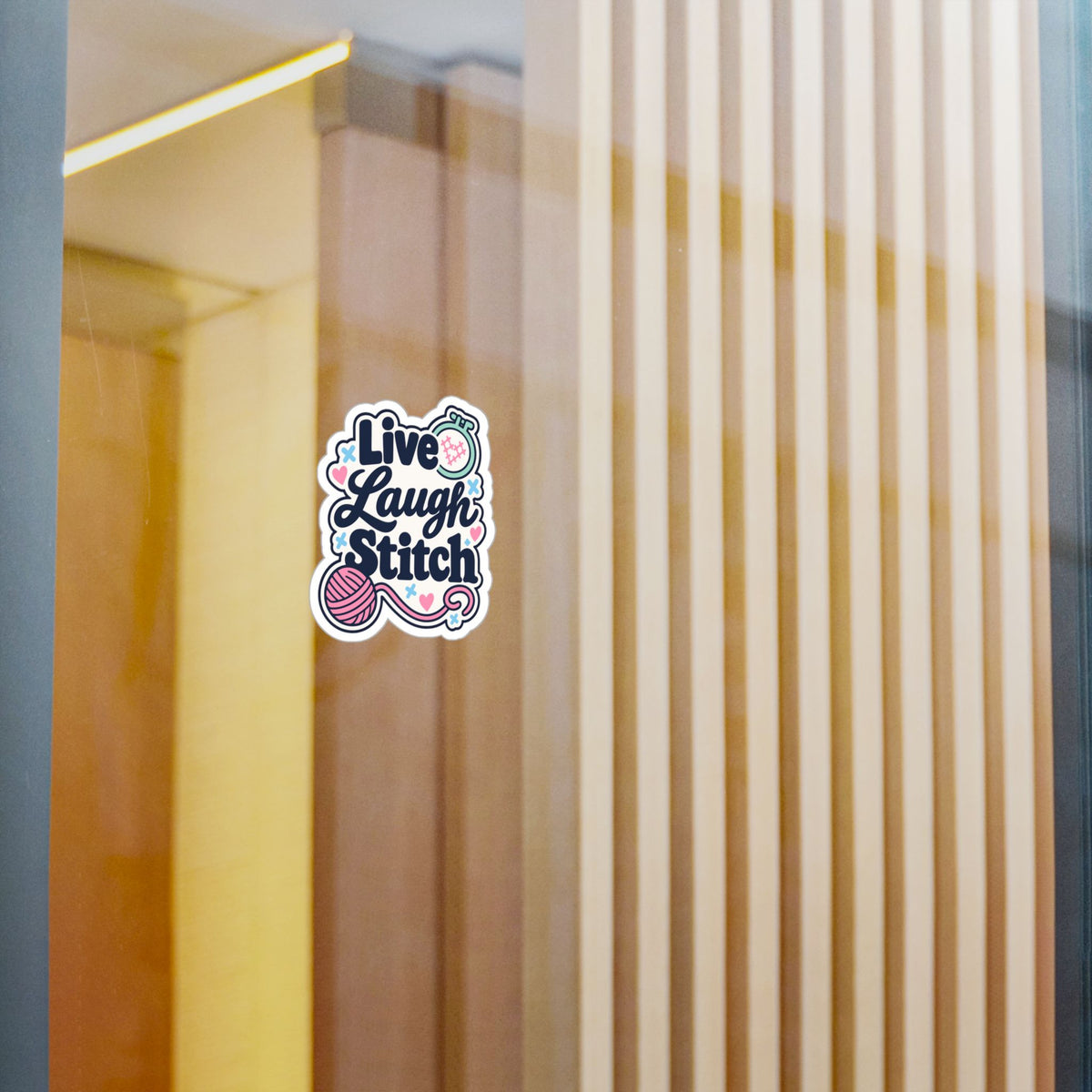Embroidery Sticker – Live Laugh Stitch Design for Needlework and Crafting Fans, Stitching Decals for Laptop or Water Bottle