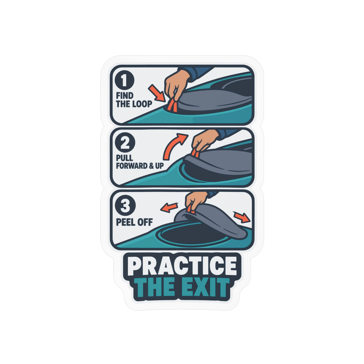Kayak Sticker - Practice the Exit, Kayaking and Rowing Decals for a Kayaker's Laptop or Water Bottle