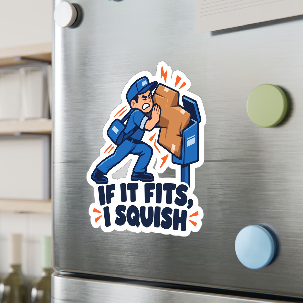 Postal Worker Sticker “If It Fits, I Squish” Funny Rural Carrier Mailbox Decals for Laptop, Water Bottle Waterproof Vinyl