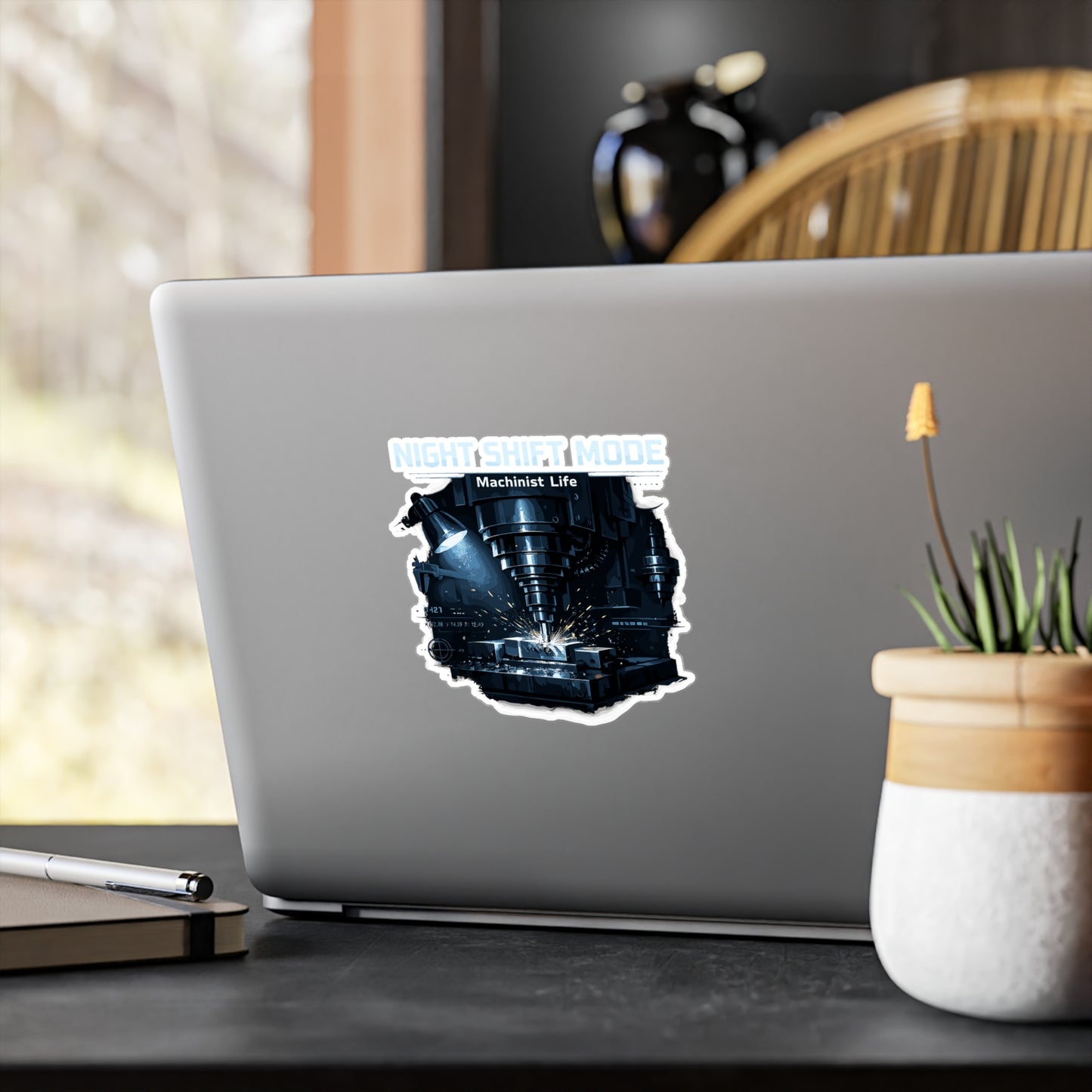 Machinist Sticker Night Shift Mode CNC Machining Design, Waterproof Vinyl Decals for Laptop or Water Bottle, Numerically Controlled