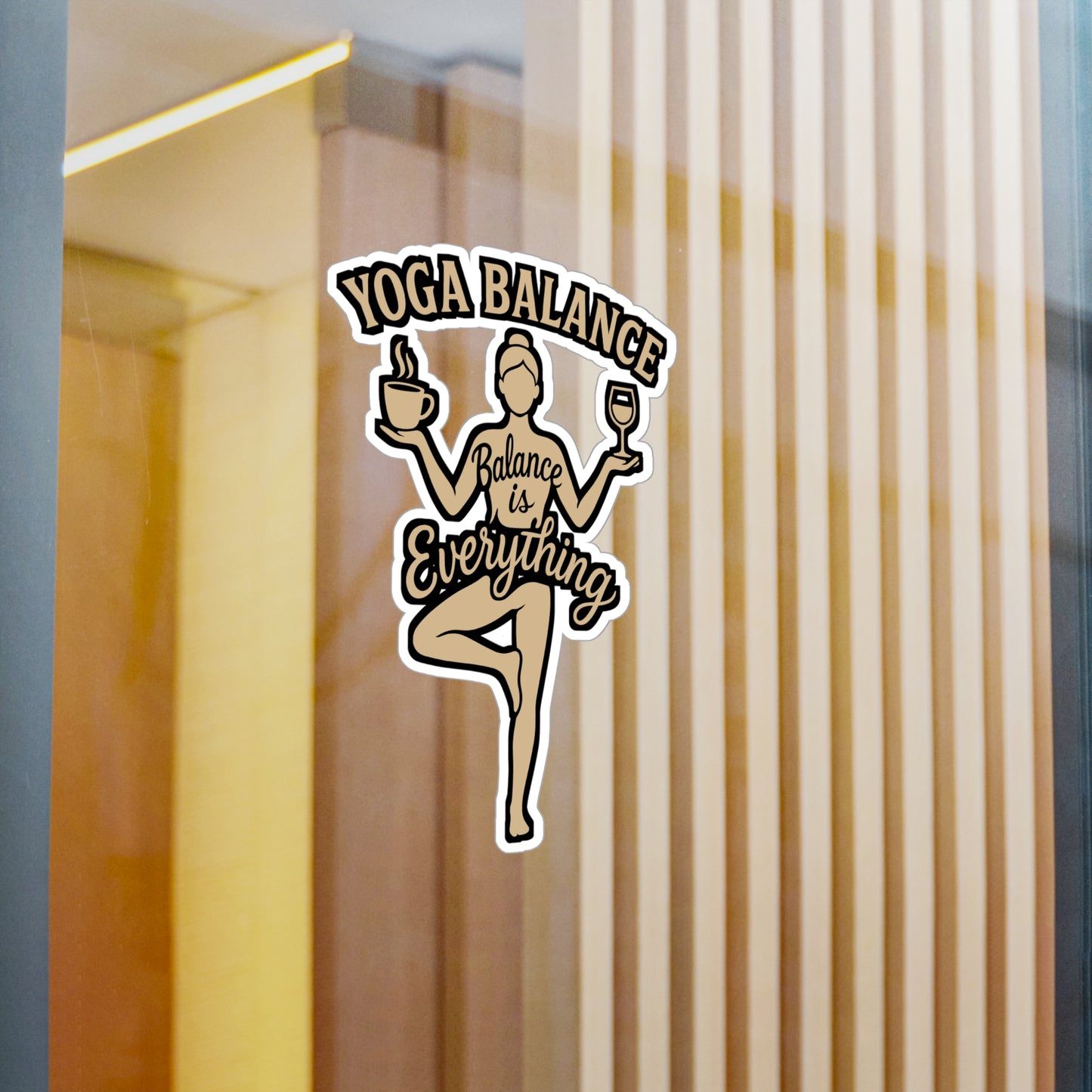 Yoga Balance – Coffee & Wine Sticker for Laptop, Water Bottle & Mindfulness Gifts