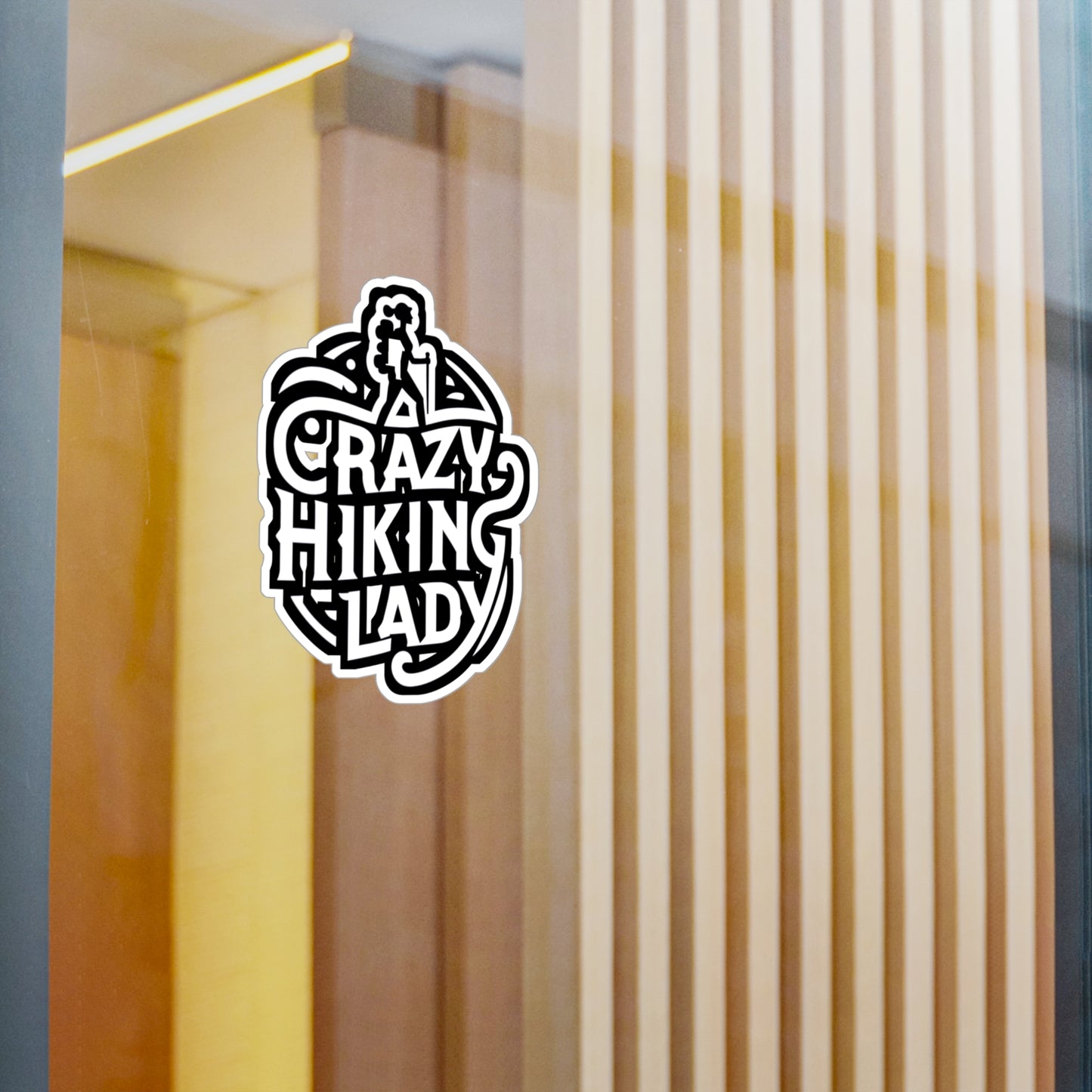 Crazy Hiking Lady  - Hiking Sticker for Car Window Laptop Sticker. Water Bottle Sticker, Vinyl Hiker Decal, Backpacker Sticker - Hiking Gift