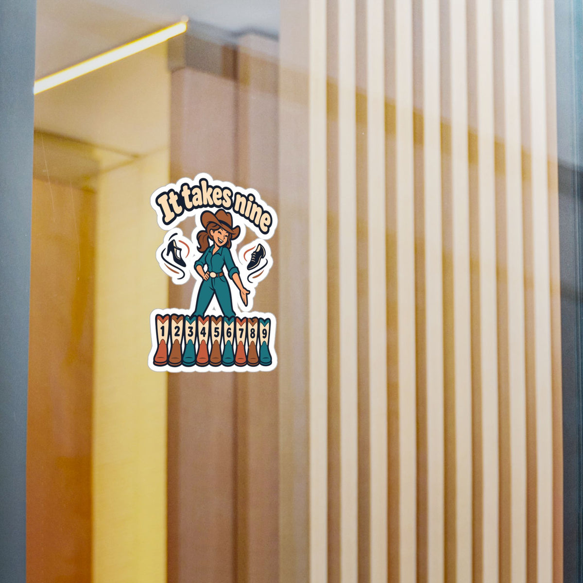 Line Dance Sticker – It Takes Nine Design for Country Dancers, Western Decals for Laptop and Water Bottle
