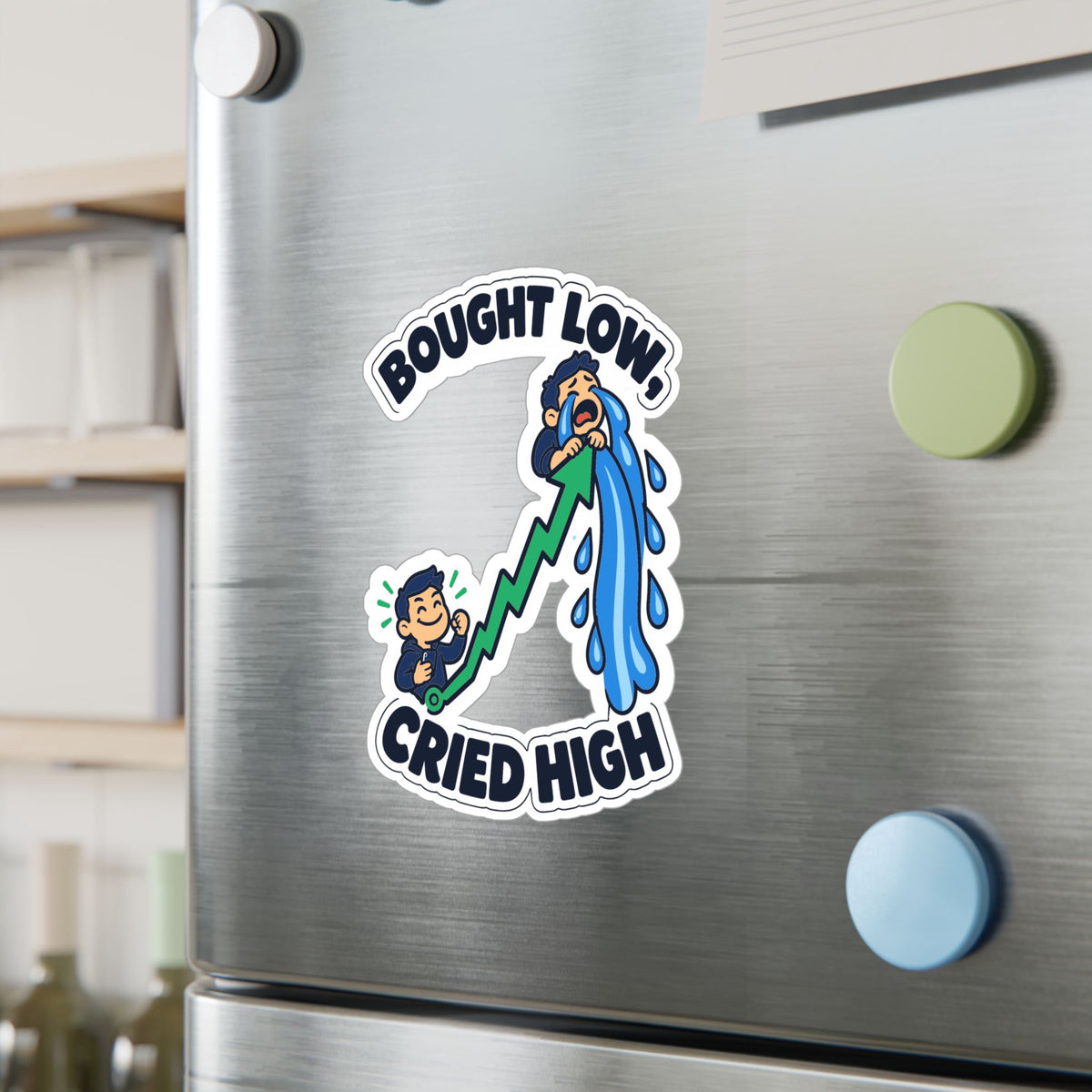 Day Trading Sticker – Bought Low, Cried High – Funny Decals for the Stock Market and Forex Trader, Laptop or Water Bottle