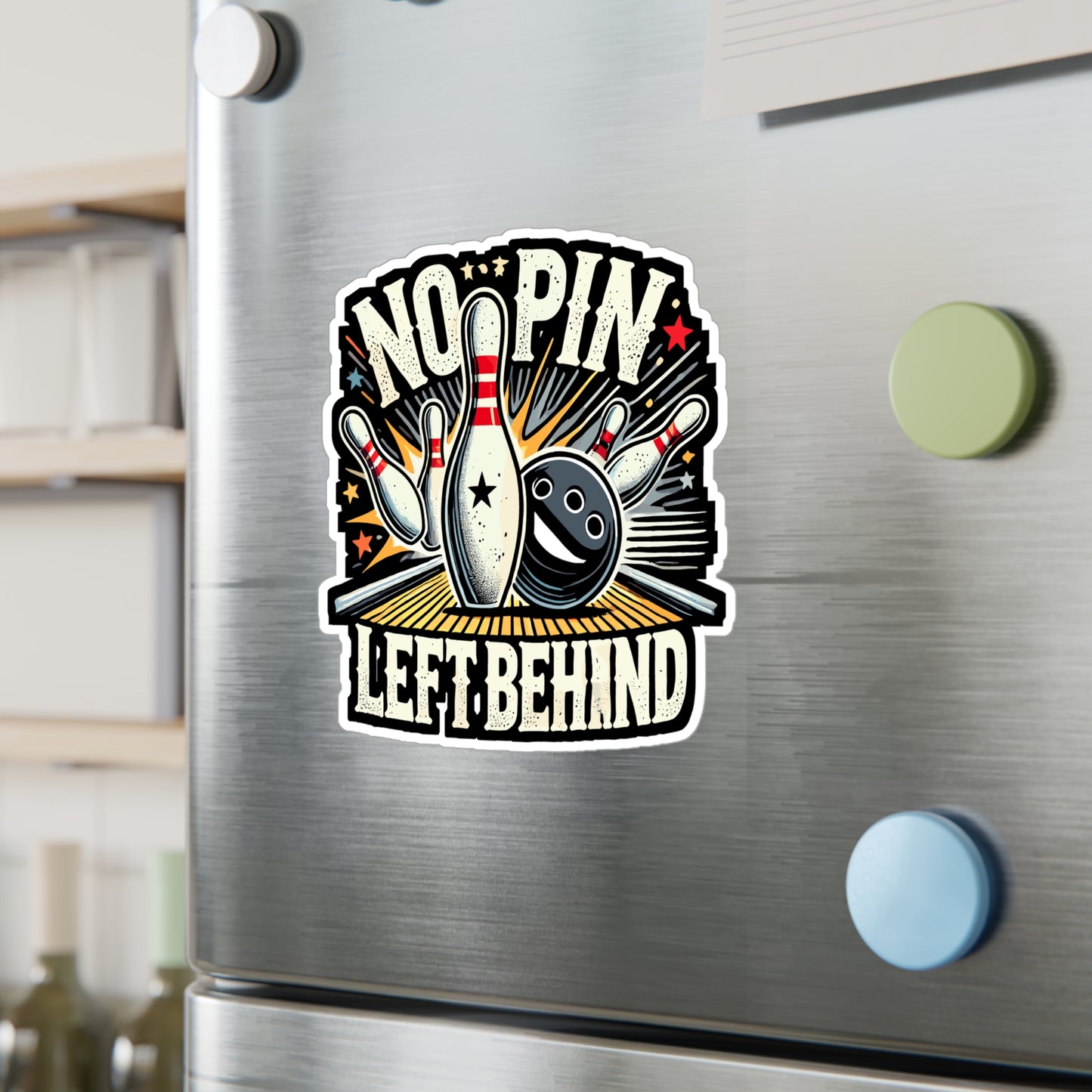 No Pin Left Behind - Bowling Sticker for Laptop Sticker. Water Bottle Sticker, Vinyl Strike Decal - Bowling Gift
