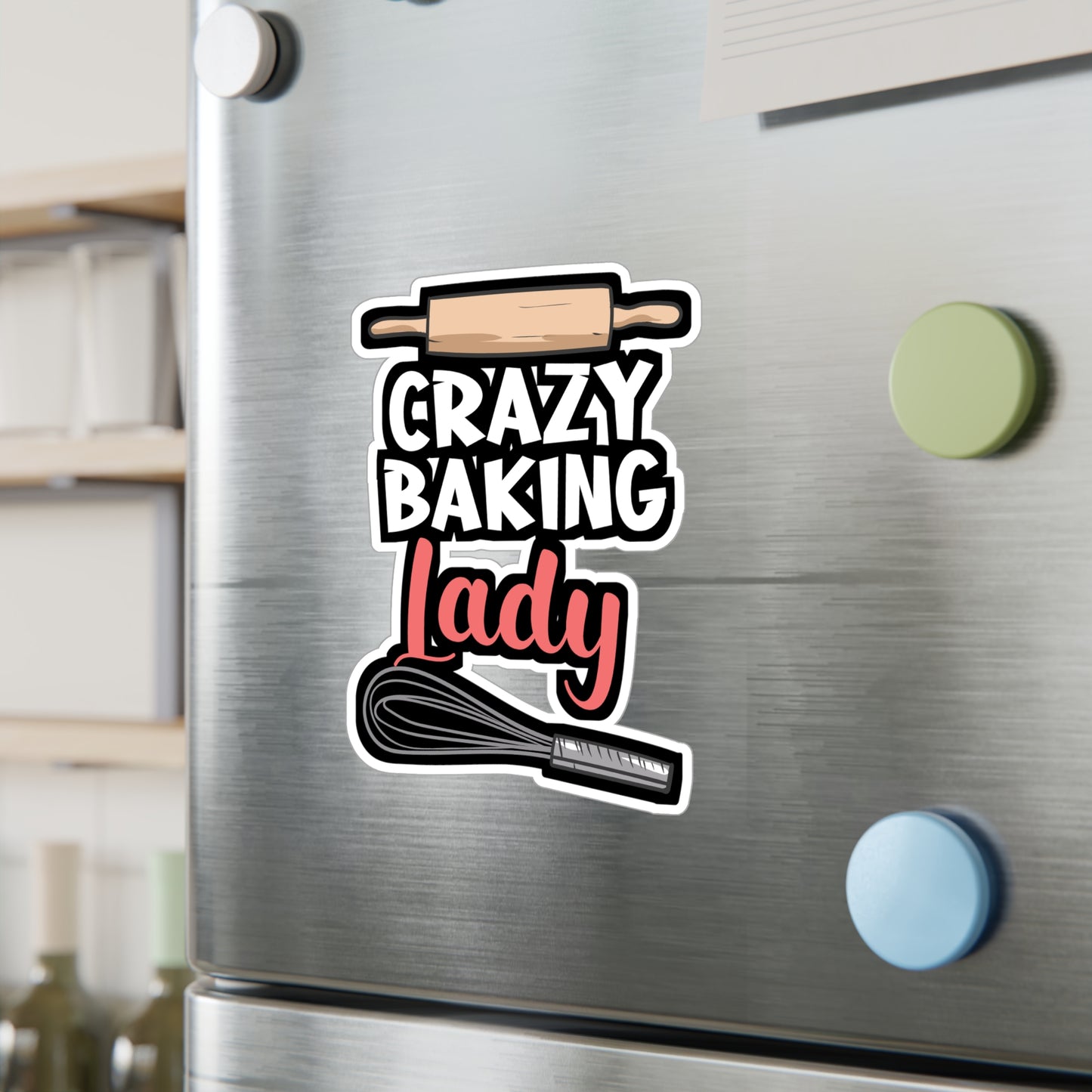 Crazy Baking Lady - Baking Sticker for Car Window Laptop Sticker. Water Bottle Sticker, Vinyl Whisk Decal, Baker Sticker - Baking Gift