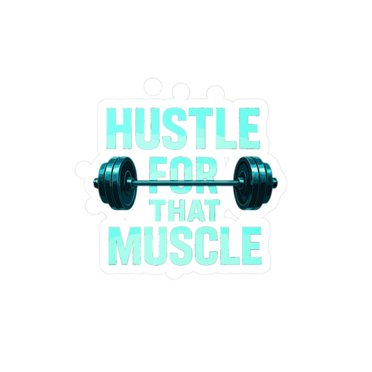 Fitness Sticker – "Hustle For That Muscle" Motivational Decals for Laptop & Water Bottle, Bodybuilding Strength Vinyl, Waterproof