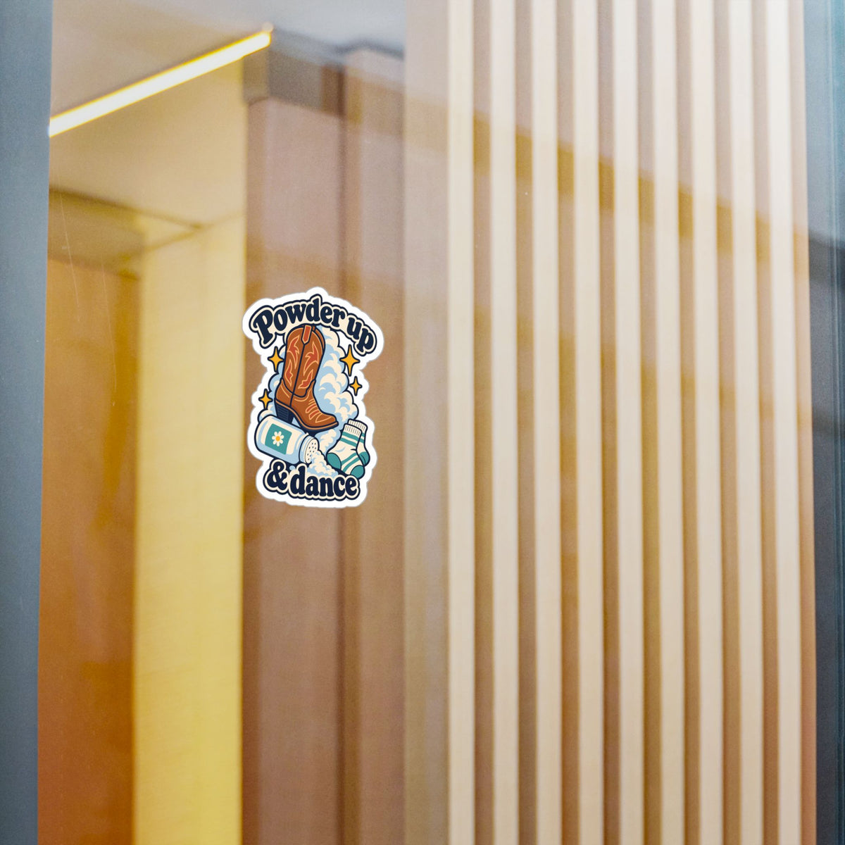 Line Dance Sticker - Powder Up & Dance, Western Dancer Design Inspired by Country Life, Decals for Laptop or Water Bottle
