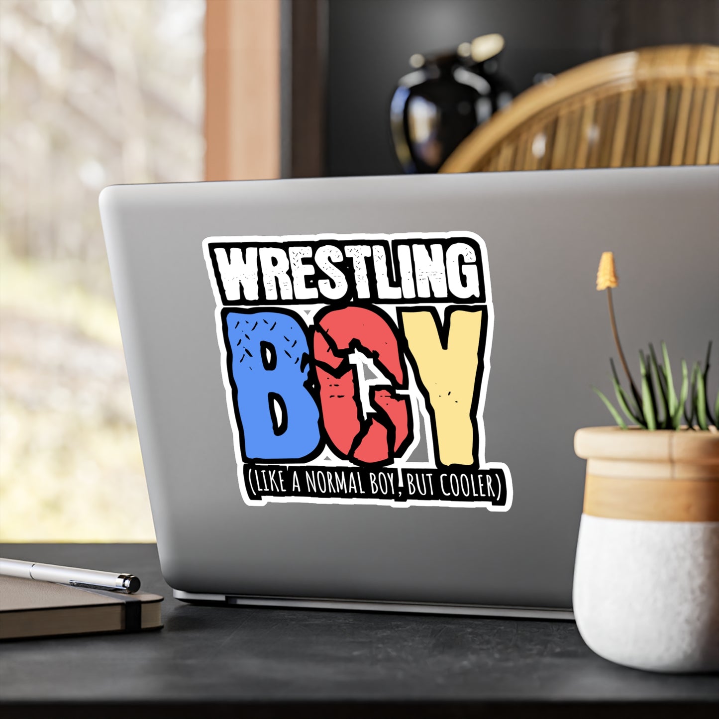 Wrestling Boy - Wrestle Sticker for Car Window Laptop Sticker. Water Bottle Sticker, Vinyl Wrestling Decal, Offense Sticker - Wrestle Gift