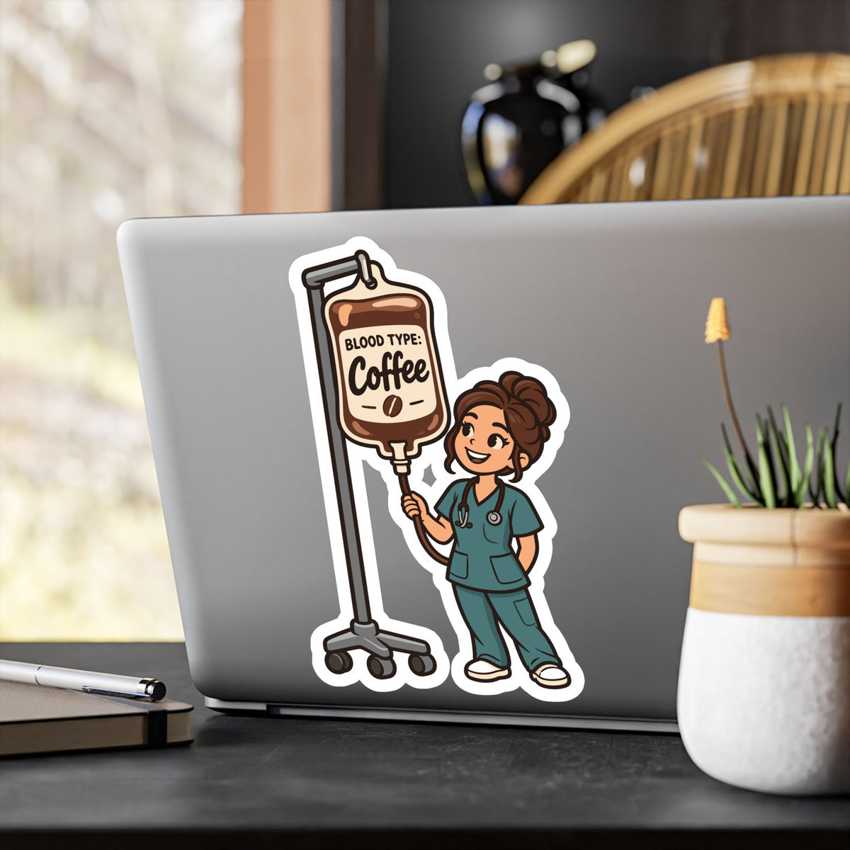 Nurse Sticker – Blood Type: Coffee Vinyl Decals for Laptop and Water Bottle, Nursing Student Graduation Gift