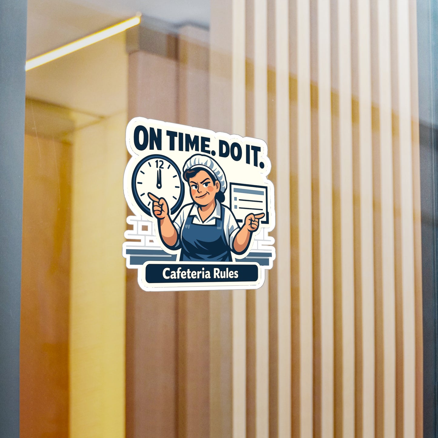 Lunch Lady Sticker On Time. Do It. Funny School Canteen Staff Waterproof Vinyl sticker Decals for Laptop, Water Bottle