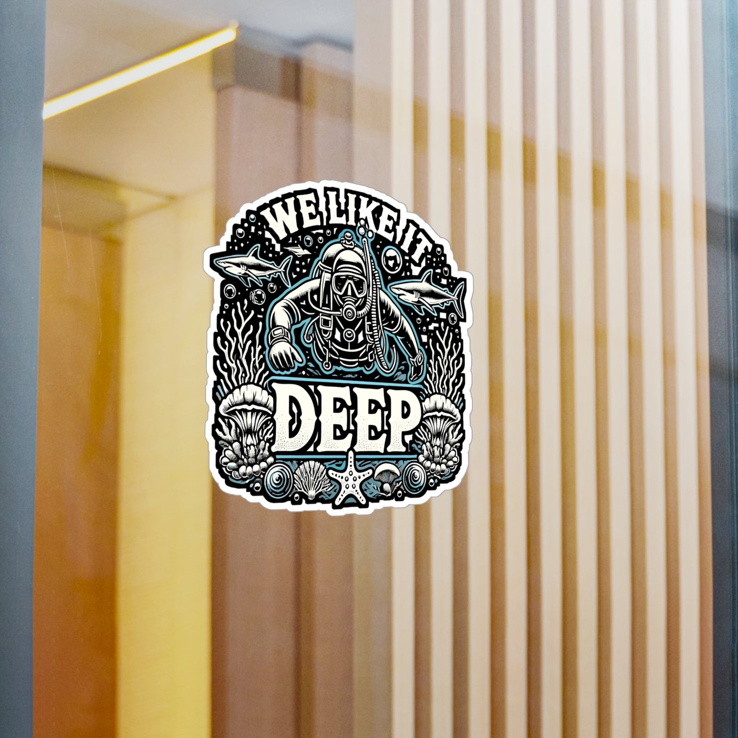 Scuba Diving – We Like It Deep – Vinyl Decal for Laptop & Water Bottle | Funny Scuba Diver Gift & Diving Sticker