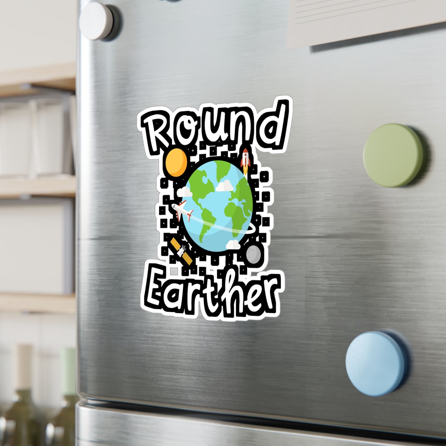 Round Earther - Earth Sticker for Wall, Laptop, Window, Truck, Car Earth Gift Vinyl Nature Decal Sticker