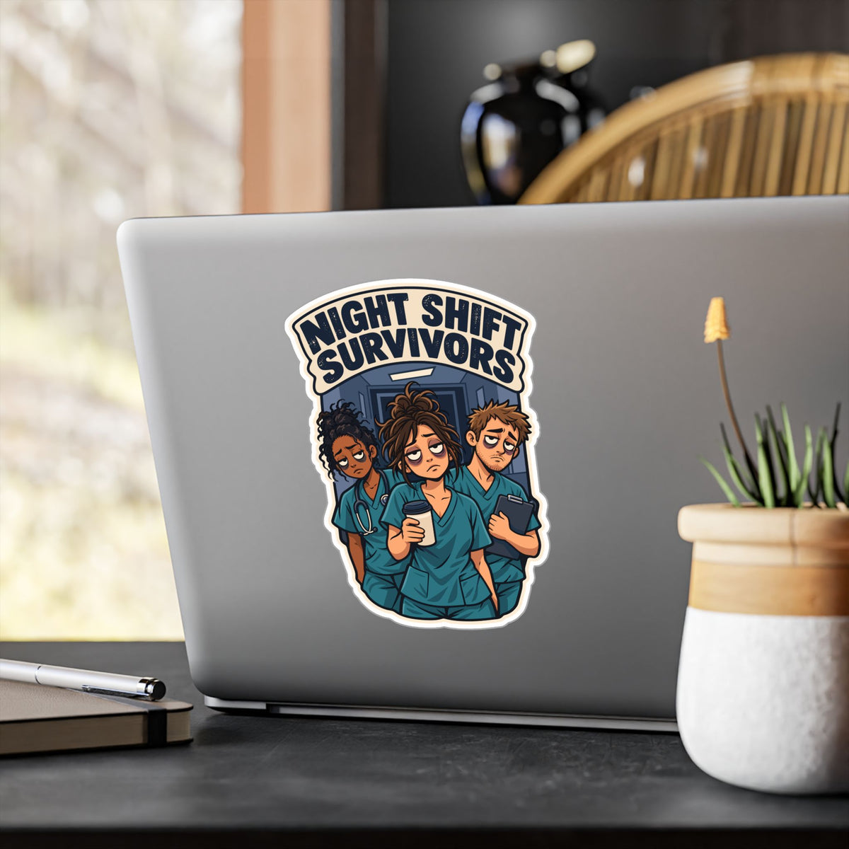 Nurse Sticker – Night Shift Survivors Waterproof Vinyl Decals for Laptop, Water Bottle, Nursing Student Gift, Nursing School Degree