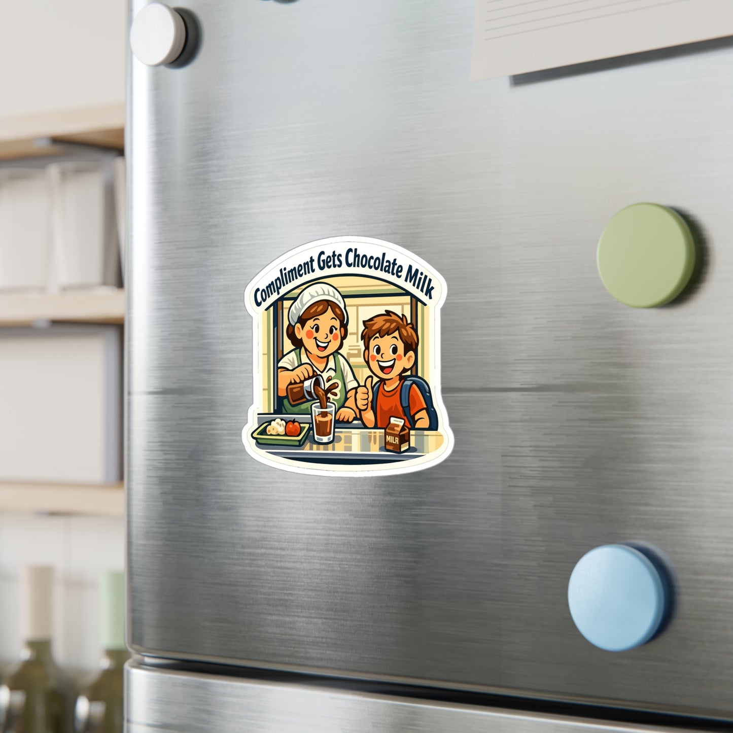 Lunch Lady Sticker Compliment Gets Chocolate Milk Funny Design Vinyl Waterproof Decals for Laptop Water Bottle School Canteen Humor